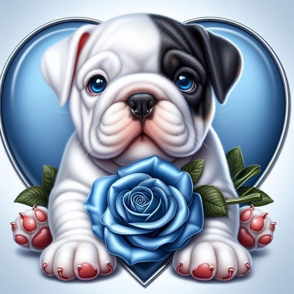 Une jolie rose bleue avec le cœur   ...